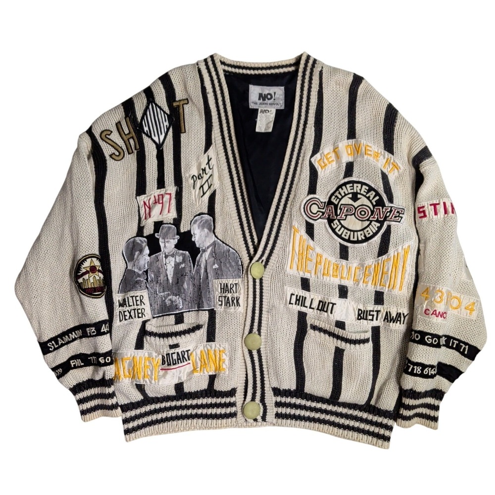 Vintage NO Rare Old School Frontline Button Down Cardigan Sweater Mens Size XXL